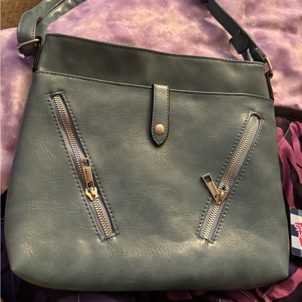 Blue faux purse